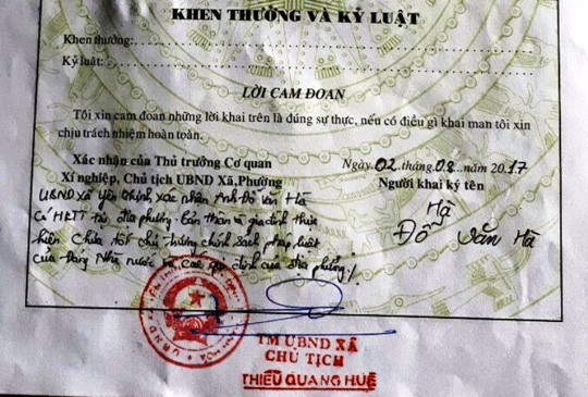 Anh Đỗ Văn Hà từng bị bút phê gây khó của lãnh đạo xã Yên Thịnh. Ảnh Xuân Quang. Anh Đỗ Văn Hà từng bị bút phê gây khó của lãnh đạo xã Yên Thịnh. Ảnh Xuân Quang.