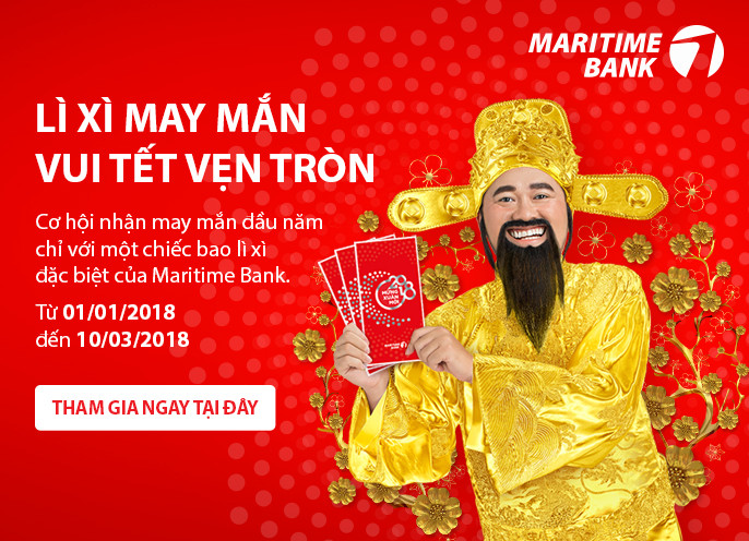 Lan tỏa may mắn cùng phong bao lì xì của Maritime Bank. Lan tỏa may mắn cùng phong bao lì xì của Maritime Bank.