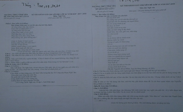 Ngữ liệu đề đọc hiểu ngoài chương trình (Ảnh: Văn Lự).