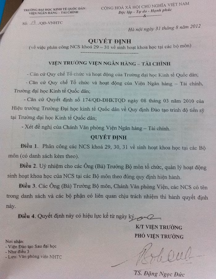 Ths. Trần Đức Thắng bất ngờ bị chuyển bộ môn sinh hoạt, do đó không thể tiếp tục bảo vệ luận án tiến sĩ.