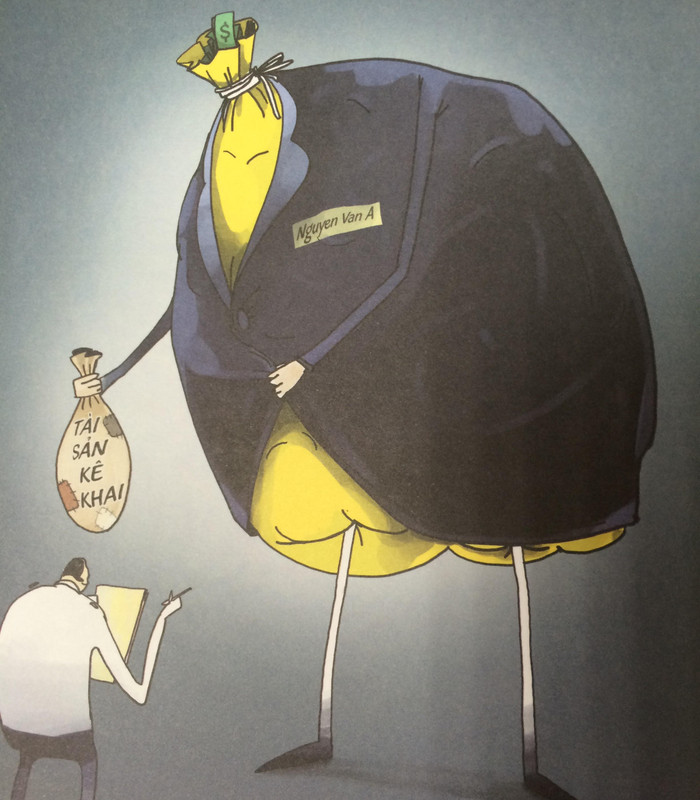 Kê khai tài sản hiện nay còn nặng tính hình thức. Trong bài sử dụng ảnh minh họa trong cuốn &quot;tuyển tập tranh biếm quan tham&quot; do Trung tâm truyền thông giáo dục cộng đồng phát hành.