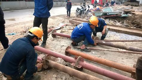 Đơn vị thi công khẩn trương khắc phục sự cố