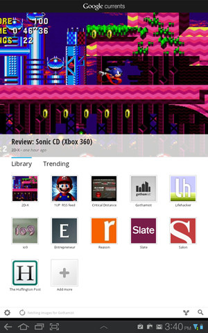 Google Currents (miễn phí): Ứng dụng này giúp bạn đọc RSS feed (công cụ để truy cập nhanh các tiêu đề tin tức từ các website có hỗ trợ) trên máy tính bảng. Google Currents có thiết kế đẹp mắt. Người dùng cũng có thể chuyển nội dung từ Google Reader (một công cụ tương tự trên PC) sang Google Currents một cách nhanh chóng. Ngoài ra, nó còn có khả năng đồng bộ trên nhiều máy tính bảng khác nhau. Google Currents (miễn phí): Ứng dụng này giúp bạn đọc RSS feed (công cụ để truy cập nhanh các tiêu đề tin tức từ các website có hỗ trợ) trên máy tính bảng. Google Currents có thiết kế đẹp mắt. Người dùng cũng có thể chuyển nội dung từ Google Reader (một công cụ tương tự trên PC) sang Google Currents một cách nhanh chóng. Ngoài ra, nó còn có khả năng đồng bộ trên nhiều máy tính bảng khác nhau.
