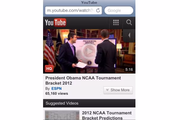 YouTube (m.youtube.com): Với mục đích phục vụ người dùng tải lên cũng như thưởng thức video trực tuyếnVì trang web dành cho thiết bị di động được làm để hoạt động được cả với mạng EDGE, do vậy kể cả điện thoại di động đang sử dụng với các mạng cũ cũng có thể xem video với chất lượng tốt.