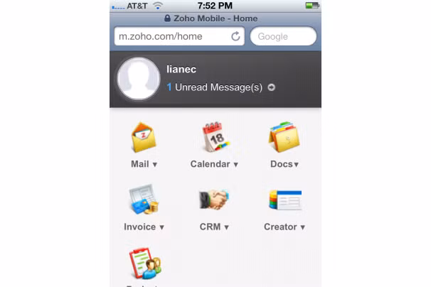 Zoho Mobile (mobile.zoho.com): Nhằm cung cấp khả năng truy cập và thao tác với bộ ứng dụng Zoho trên nền web từ các thiết bị di động. Người dùng di động sẽ không cần phải tải các ứng dụng phục vụ công việc văn phòng (thường thì chúng tương đối nặng và đắt) về máy nữa. Thay vào đó, họ có thể sử dụng bộ ứng dụng nền web của Zoho để tạo ra các văn bản,đơn hàng, tài liệu thuyết trình và nhiều thứ khác nữa.