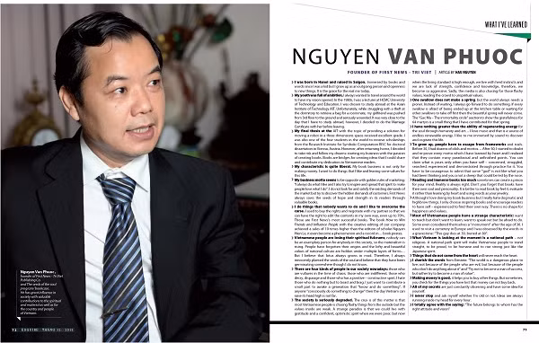 Anh Phước trong một mục phỏng vấn bằng tiếng Anh của Tạp chí Esquire của Mỹ năm 2015.