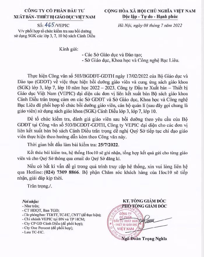 Các nhà xuất bản đứng ra kiểm tra sau khi bồi dưỡng cho giáo viên (Ảnh chụp từ màn hình)