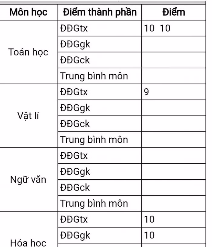 Một số môn học vào điểm trễ (Ảnh do phụ huynh cung cấp)