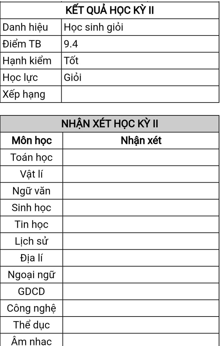 Trên tin nhắn điện tử mà phụ huynh mua hằng năm không hiển thị phần nhận xét (Ảnh: Nguyên Khang) Trên tin nhắn điện tử mà phụ huynh mua hằng năm không hiển thị phần nhận xét (Ảnh: Nguyên Khang)