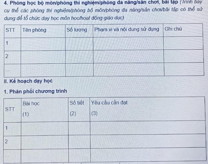Kế hoạch môn học Tổ trường chuyên môn phải liệt kê Yêu cầu cần đạt tất cả bài học trong một năm học của tổ (Ảnh: Nguyên Khang) Kế hoạch môn học Tổ trường chuyên môn phải liệt kê Yêu cầu cần đạt tất cả bài học trong một năm học của tổ (Ảnh: Nguyên Khang)