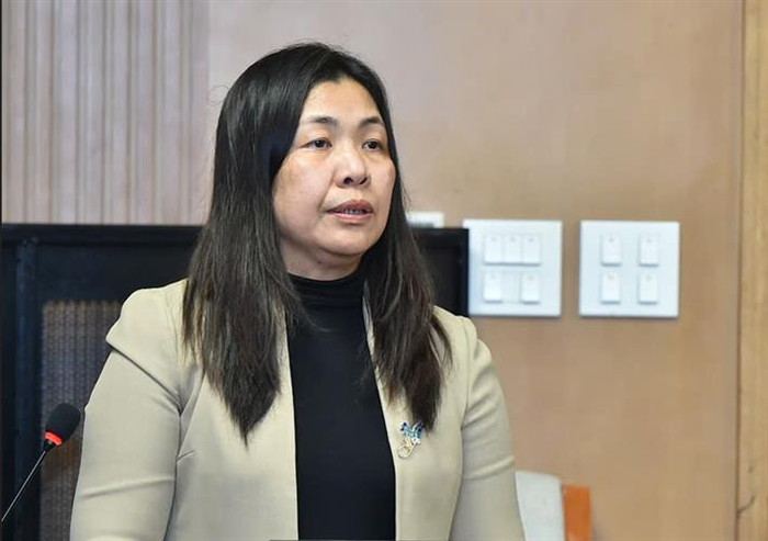 Phó Vụ trưởng Vụ giáo dục đại học Nguyễn Thị Thu Thủy báo cáo tại phiên họp Phó Vụ trưởng Vụ giáo dục đại học Nguyễn Thị Thu Thủy báo cáo tại phiên họp