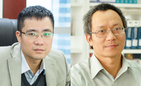 Từ trái qua: PTGĐ Toàn cầu hóa Dương Dũng Triều và PTGĐ phụ trách nguồn lực Toàn cầu hóa Nguyễn Khắc Thành (Ảnh: FPT)