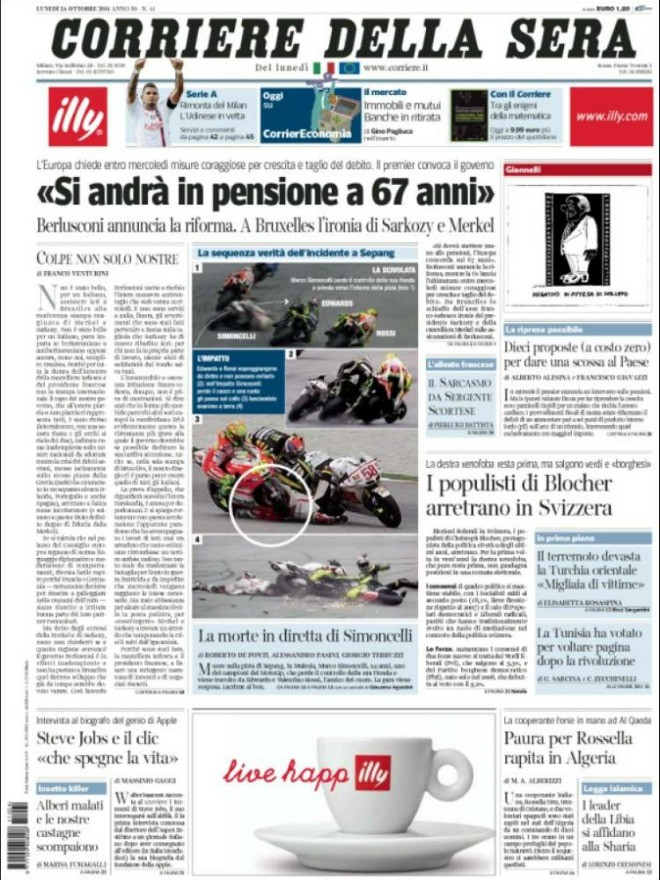 Cái chết của Simoncelli (Corriere della Sera) Cái chết của Simoncelli (Corriere della Sera)
