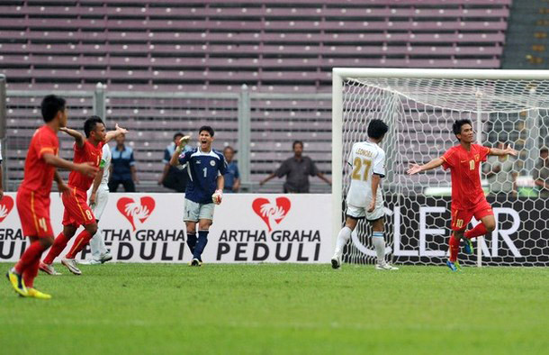 Hoàng Thiên ăn mừng bàn thắng nâng tỷ số lên 2-1. Hoàng Thiên ăn mừng bàn thắng nâng tỷ số lên 2-1.