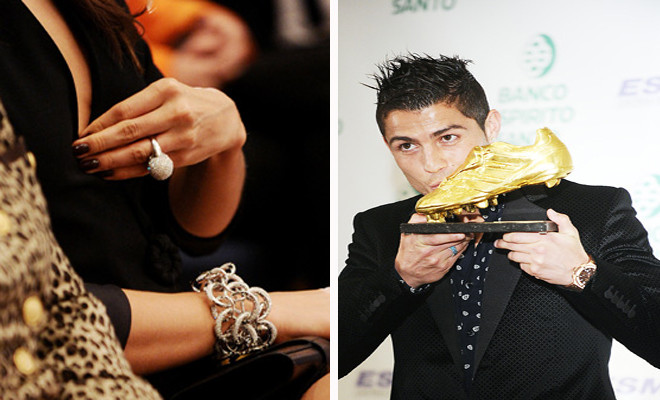 Ronaldo hôn Giày Vàng, Irina đeo nhẫn bạch kim.