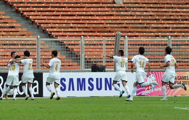 U23 Philippines ăn mừng bàn thắng. U23 Philippines ăn mừng bàn thắng.