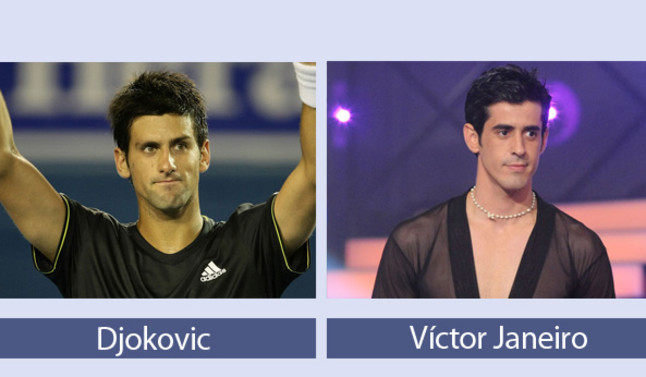 Tay vợt số 1 thế giới Novak Djokovic và võ sĩ đấu bò Víctor Janeiro.