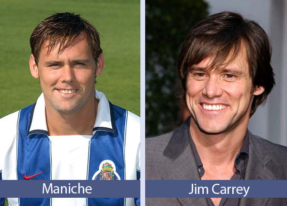 Tiền vệ Nuno Maniche hao hao giống diễn viên hài Jim Carrey.