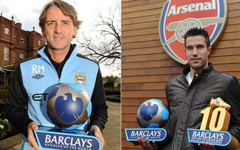 Van Persie và Mancini xuất sắc nhất tháng 10.