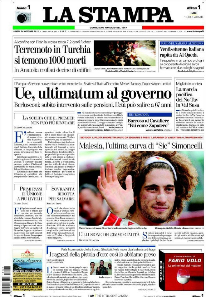Chặng đua cuối của Simoncelli (La Stampa) Chặng đua cuối của Simoncelli (La Stampa)