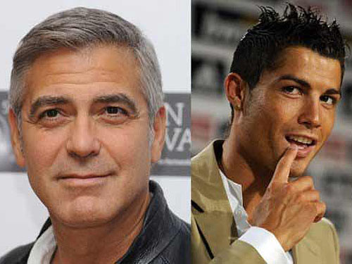 George Clooney (trái) và Cristiano Ronaldo. George Clooney (trái) và Cristiano Ronaldo.