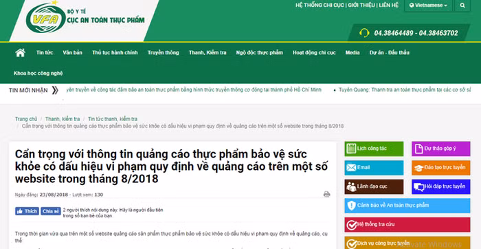 Những trường hợp vi phạm về quảng cáo an toàn thực phẩm sẽ bị xử phạt nghiêm khắc hơn. ảnh: DL.