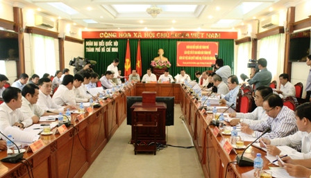 Quang cảnh buổi làm việc của Chủ tịch nước với UBND TP. HCM