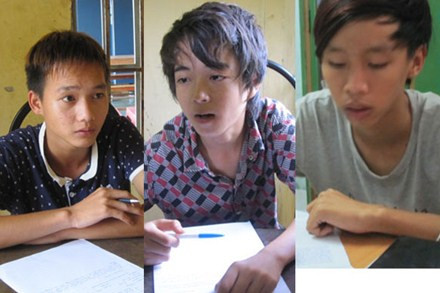 Băng cướp nhí: Công - Bằng - Tú (từ trái qua phải) Băng cướp nhí: Công - Bằng - Tú (từ trái qua phải)