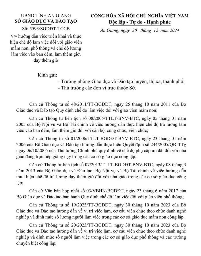 Văn bản hướng dẫn của Sở Giáo dục và Đào tạo An Giang, ảnh: N.T.T GDVN_NTT.jpg