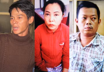 3 mắt xích quan trọng của đường dây làm giấy tờ giả này. Từ trái qua: Thọ - Thủy - Thái 3 mắt xích quan trọng của đường dây làm giấy tờ giả này. Từ trái qua: Thọ - Thủy - Thái