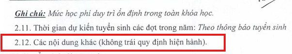 Mục số 2.12, Phần 2, Mục II Đề án tuyển sinh năm 2024 Trường Đại học Đại Nam. (Ảnh chụp màn hình) Ảnh 14.png