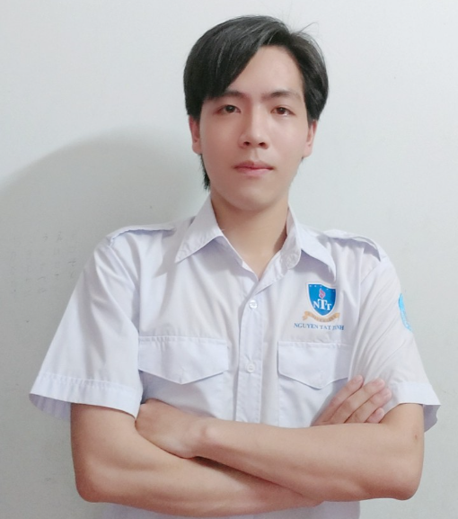 Em Bùi Hoàng Hải - sinh viên ngành Vật lý Y khoa, Khoa Y, Trường Đại học Nguyễn Tất Thành. (Ảnh: NTCC) Hải .png