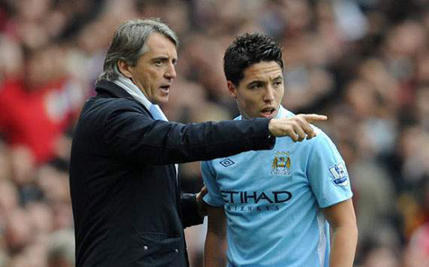 Nasri và HLV Mancini.