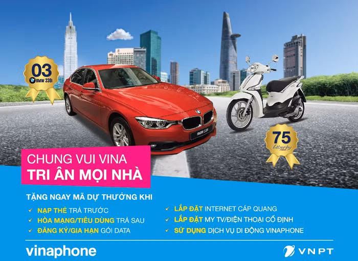 Dùng dịch vụ của VNPT có cơ hội trúng xe BMW. Dùng dịch vụ của VNPT có cơ hội trúng xe BMW.