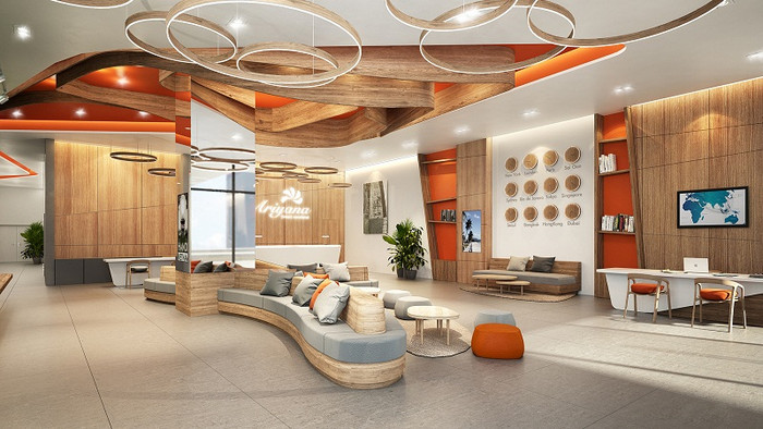 Lobby được thiết kế thanh lịch, sang trọng.