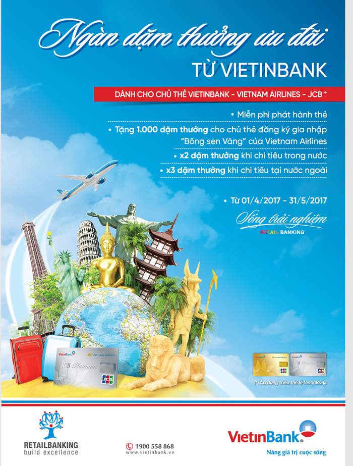 “Ngàn dặm thưởng cùng thẻ VietinBank”. “Ngàn dặm thưởng cùng thẻ VietinBank”.