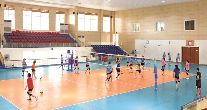 Đội VietinBank trong một buổi tập luyện trước khi thi đấu. Ảnh: TL