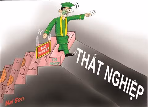 GS.Nguyễn Minh Thuyết cho biết, ở nhiều quốc gia, tiến sĩ cũng có thể thất nghiệp. tranh biếm họa: Mai Sơn.