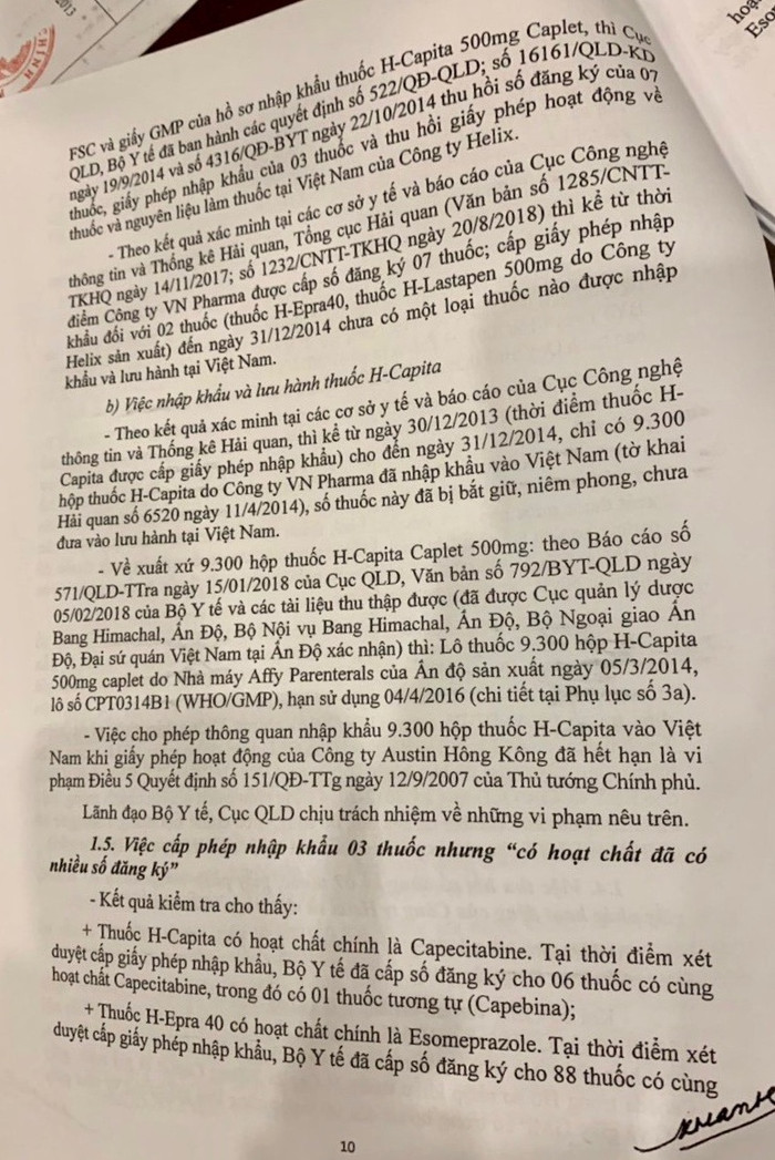 Kết luận cũng chỉ ra có 9.300 hộp thuốc bị bắt giữ và chưa đưa vào lưu hành.