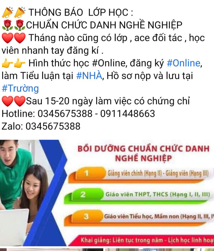 Các lớp học online được quảng cáo liên tục trên các trang mạng xã hội của giáo viên (Ảnh chụp từ màn mình: L.V.M) Các lớp học online được quảng cáo liên tục trên các trang mạng xã hội của giáo viên (Ảnh chụp từ màn mình: L.V.M)