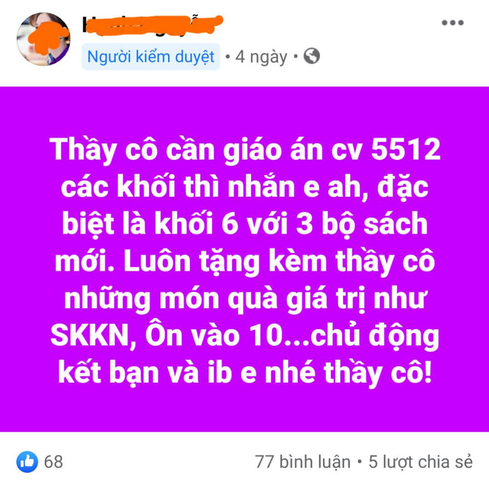 Giáo án theo hướng dẫn của Công văn 5512 đang chào bán tràn lan trên mạng Ảnh chụp màn hình. Giáo án theo hướng dẫn của Công văn 5512 đang chào bán tràn lan trên mạng Ảnh chụp màn hình.