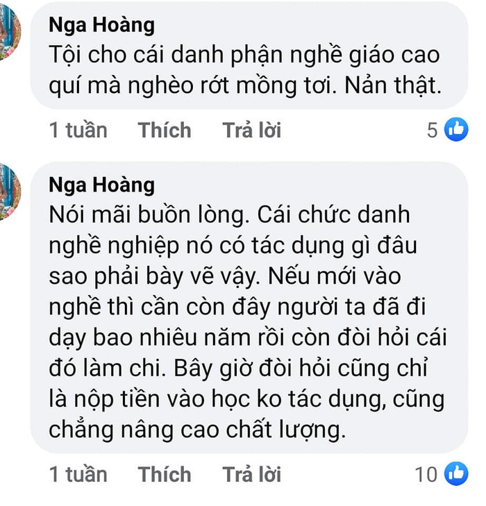 Giáo viên phản hồi với nhau trên mạng xã hội (Ảnh chụp từ màn hình) Giáo viên phản hồi với nhau trên mạng xã hội (Ảnh chụp từ màn hình)