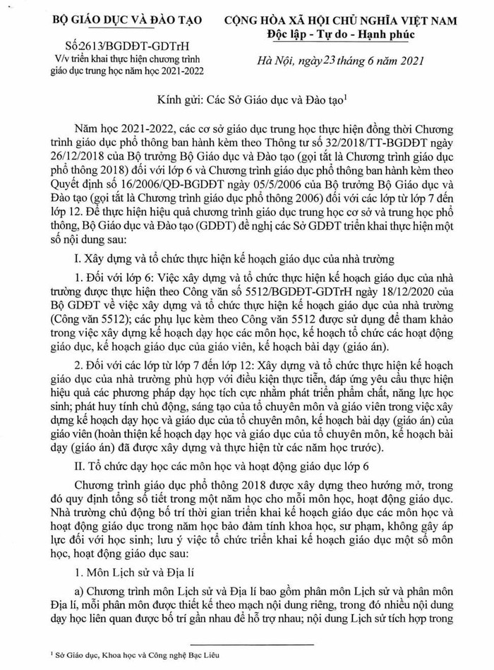 Những giáo viên dạy 6 sẽ thực hiện các kế hoạch giáo dục theo Công văn 5512, ảnh chụp từ màn hình Những giáo viên dạy 6 sẽ thực hiện các kế hoạch giáo dục theo Công văn 5512, ảnh chụp từ màn hình