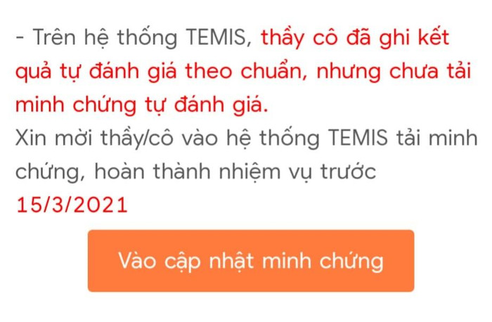 Những giáo viên chưa tải minh chứng sẽ được... phần mềm "nhắc nhở" (Ảnh: Lê Minh) Những giáo viên chưa tải minh chứng sẽ được... phần mềm "nhắc nhở" (Ảnh: Lê Minh)