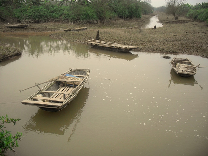 Thuyền nhỏ quẩn quanh ven bờ trong cuộc mưu sinh nhọc nhằn.