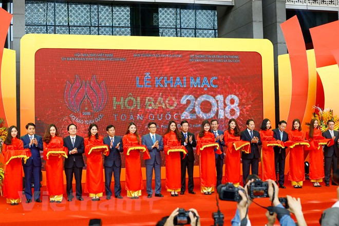 Hội báo toàn quốc 2018 chính thức được khai mạc. (Ảnh: Minh Sơn/Vietnam+) Hội báo toàn quốc 2018 chính thức được khai mạc. (Ảnh: Minh Sơn/Vietnam+)