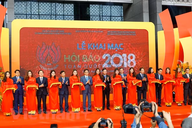 Hội báo toàn quốc 2018 chính thức được khai mạc. (Ảnh: Minh Sơn/Vietnam+)