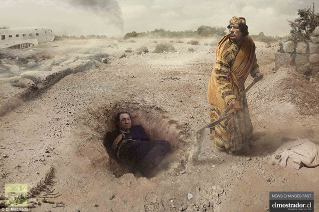 Đại tá Gaddafi chôn sống cựu Tổng thống Ai Cập Hosni Mubarak Đại tá Gaddafi chôn sống cựu Tổng thống Ai Cập Hosni Mubarak