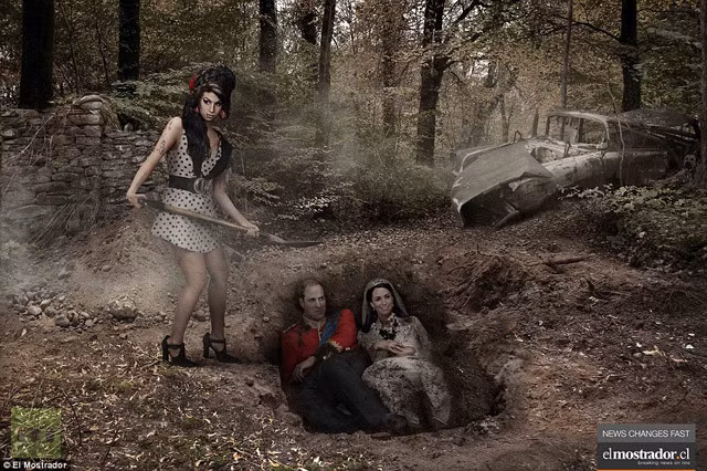 ca sĩ Amy Winehouse chôn Hoàng tử Anh William và công nương Kate Middleton