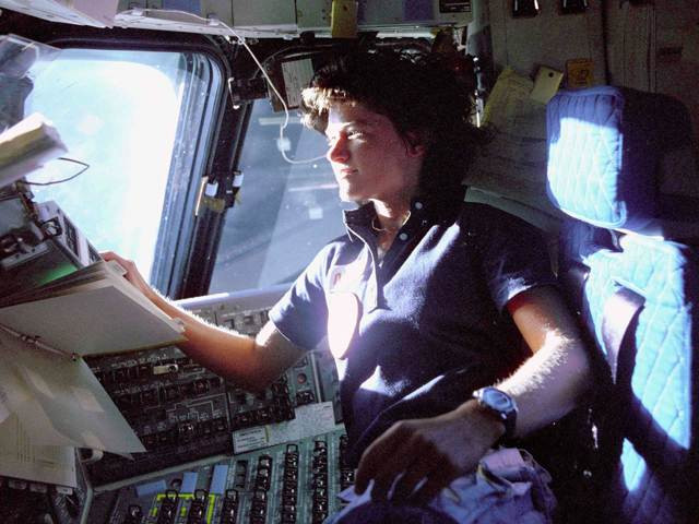 Bà Sally Ride năm 1983. Bà Sally Ride năm 1983.